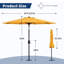 Parasol de marché rond de 9 pi, imperméable et protection contre les rayons UV avec manivelle et inclinaison, jaune-75240180-75240184