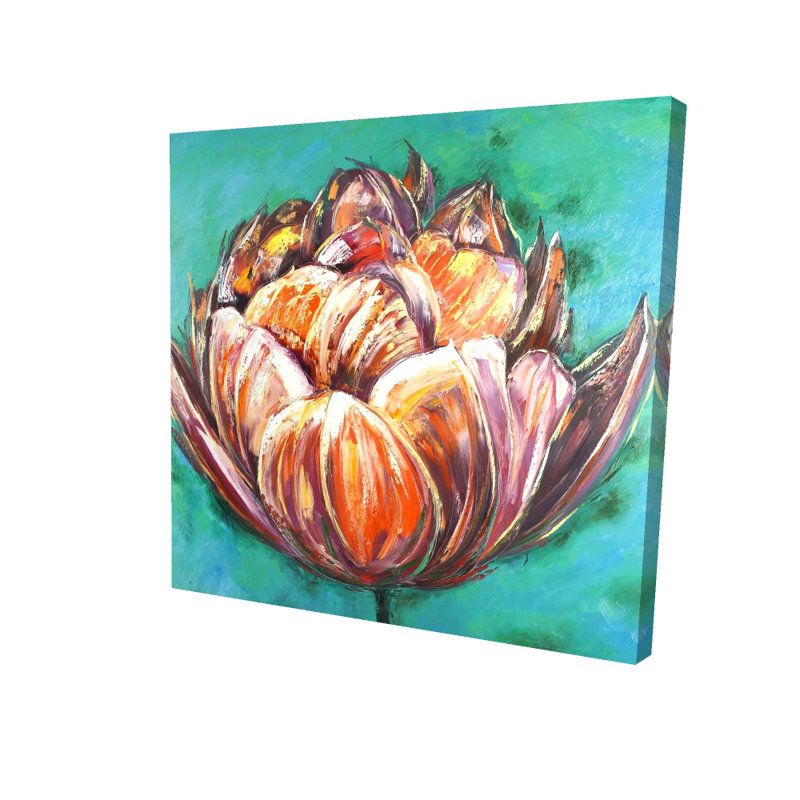 Abstract Double Tulips Flower Canvas | Orange Bedroom Decor