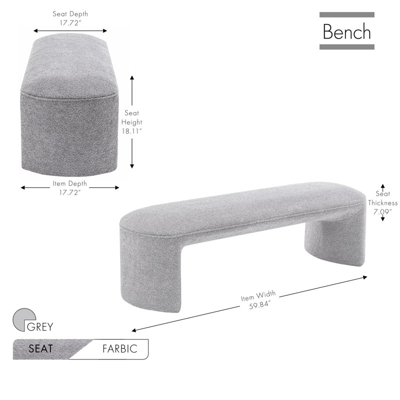 Banc en tissu Chiara, Gris