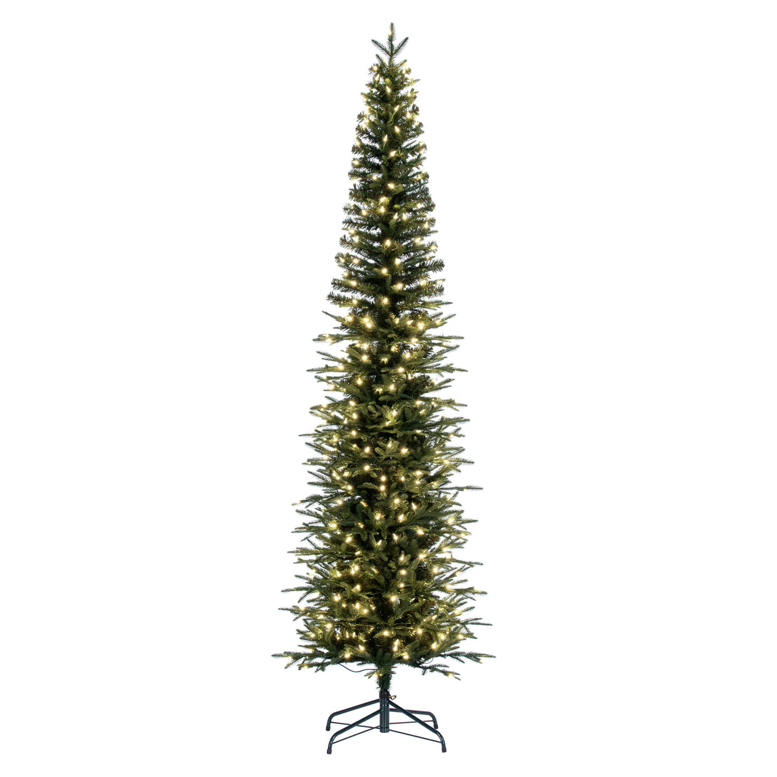 Pencil 12' Pre-Lit Fir Christmas Tree, Warm White LED, 7.5' 