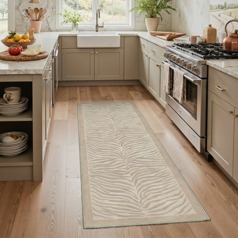 Tapis zébré moderne à motif zébré Albertslund, Tapis de couloir de 2 pi x 7 pi