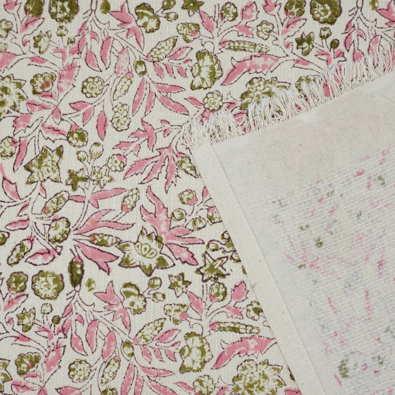 Essuie-mains gaufré en coton imprimé à la main - Des serviettes durables, douces et belles pour chaque maison (Chiranjiv, rose)