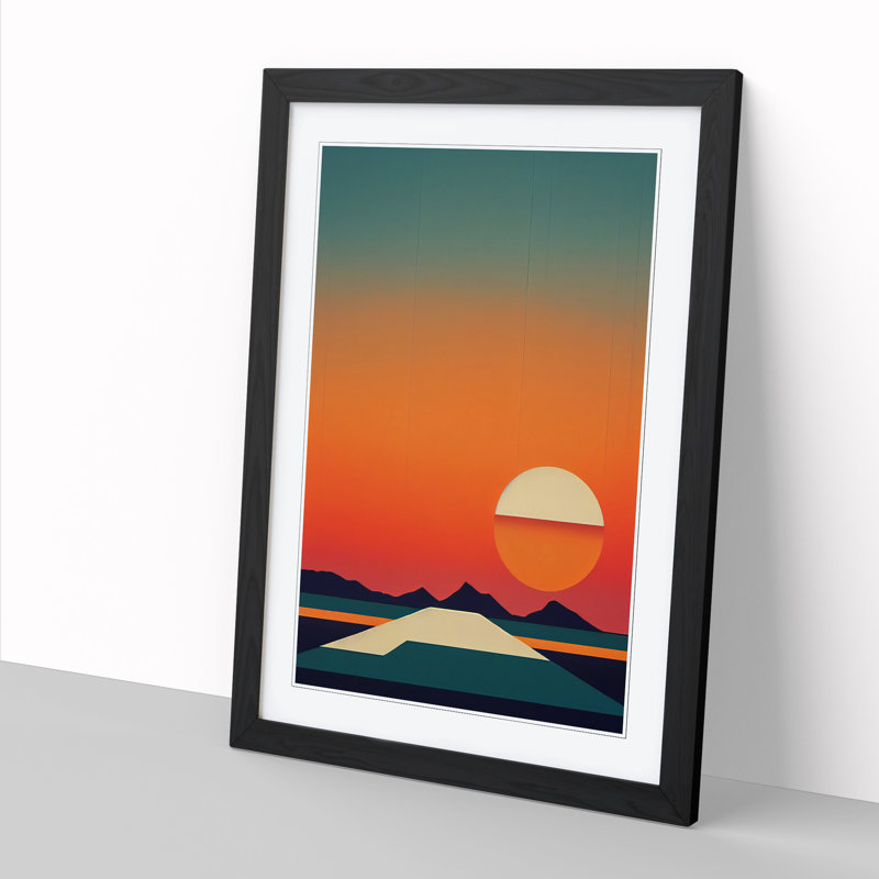 Sunset Minimalism Vol.3 - Picture Frame Print, 34cm H x 25cm W x 2cm D, Oak