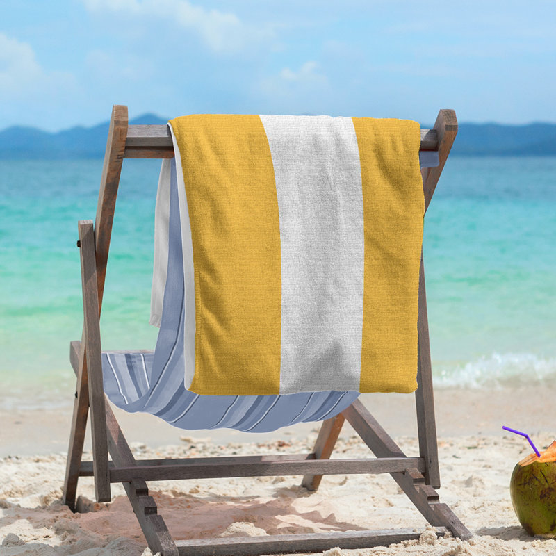Boston Lightweight Beach Towel, Yellow/White/Yellow, Poly/Cotton
