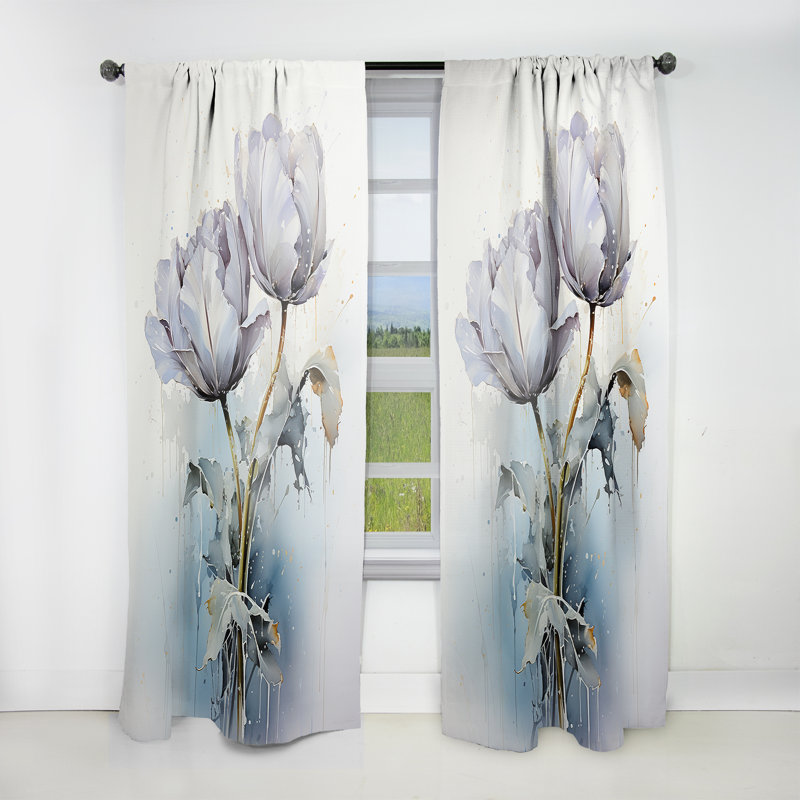Prenisha - Rideau tulipes - Rideau floral obscurcissant - 1 panneau, L 52 po x L 95 po