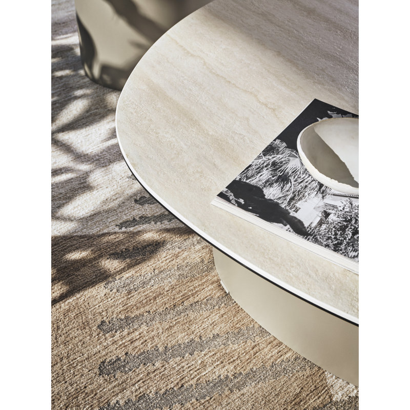 Twins Coffee Tables, Matt Pearl Beige, White Travertino