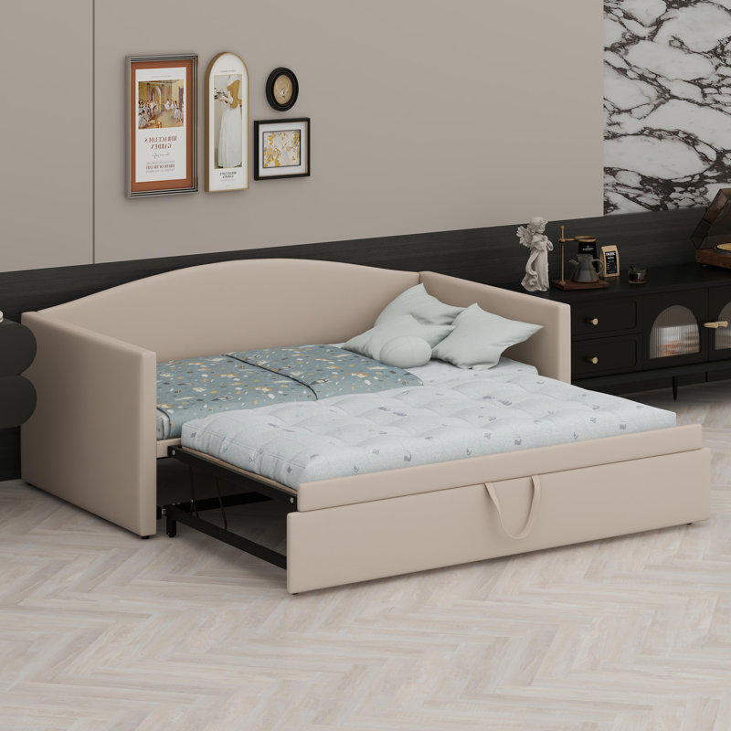 Lit de jour avec couchette extensible, Beige