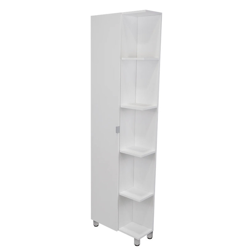 Elegant White Freestanding Corner Cabinet with Adjustable Shelving