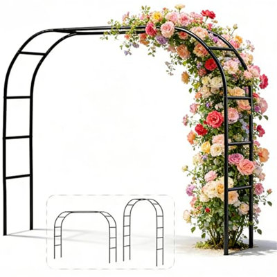 2-in-1 Metal Arbor/Pergola - 2 Sizes (Wide 7'6" or Tall 7'10") for Weddings, Garden Decor & Party Backdrops