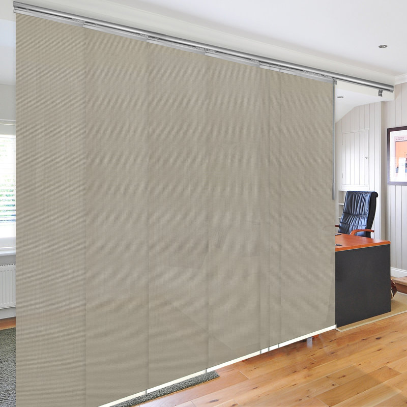 Semi Sheer Vertical Blind, Rectangle 7'10" x 12'9", Satin Nickel