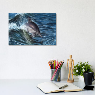 Dolphin 1 Piece Wrapped Canvas Wall Art
