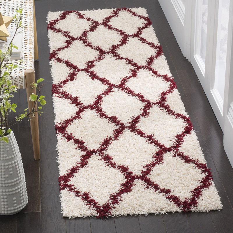 Alonnah Shag Performance Geometric Rug, Runner 2'3" X 6', Red