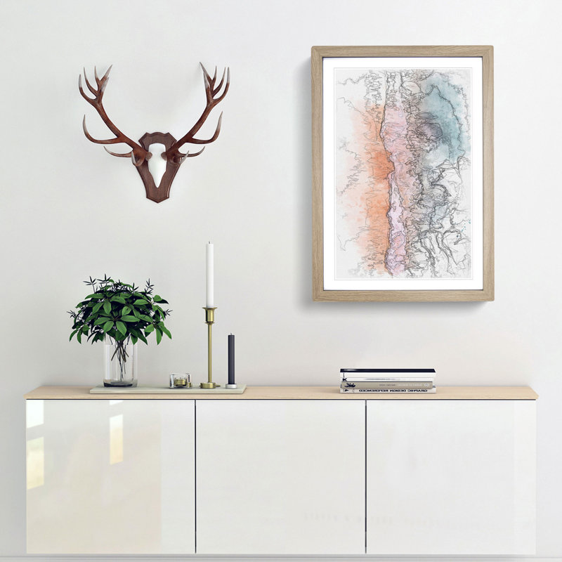 Beach Divide - Single Picture Frame Painting on MDF, 87cm H x 62cm W x 2cm D, Oak Framed