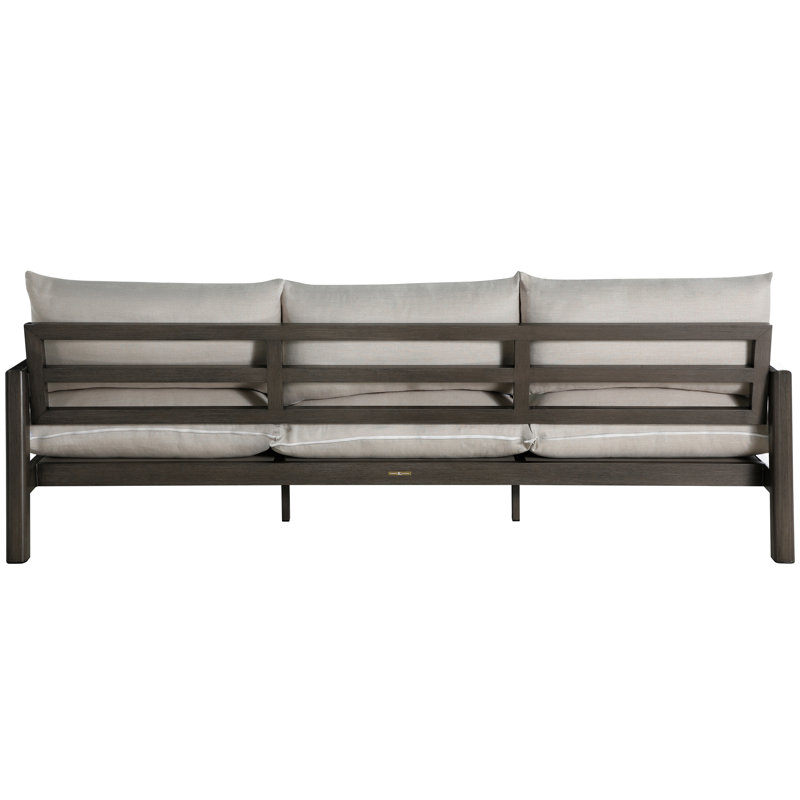 Monterey Wrought Aluminum Outdoor Sofa, Welt, Frond Chambray