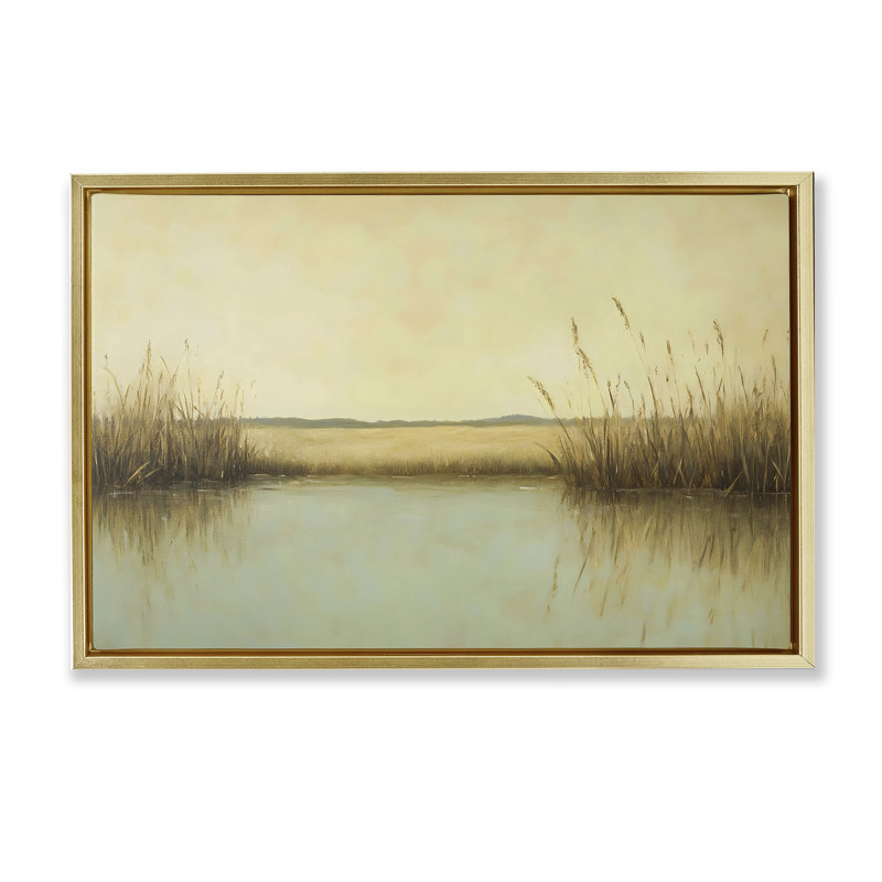 Cadre flottant de roseaux le long de la rivière, design par Franklyn Gregory, H 17 po x l 25 po