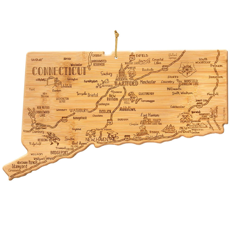 Totally Bamboo State Destination Series Bamboo Connecticut Cutting Board