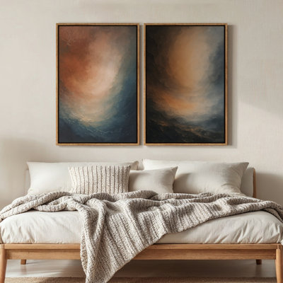 Art mural encadré sur toile, impressions murales abstraites rétro 24 "x 36"