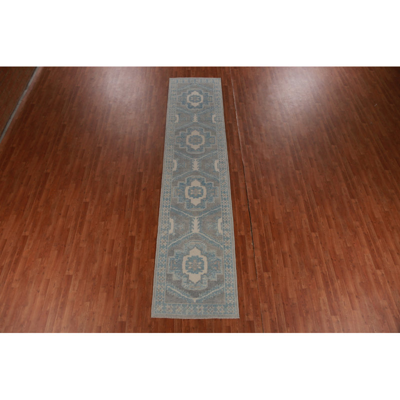 Tapis gris et bleu Oushak