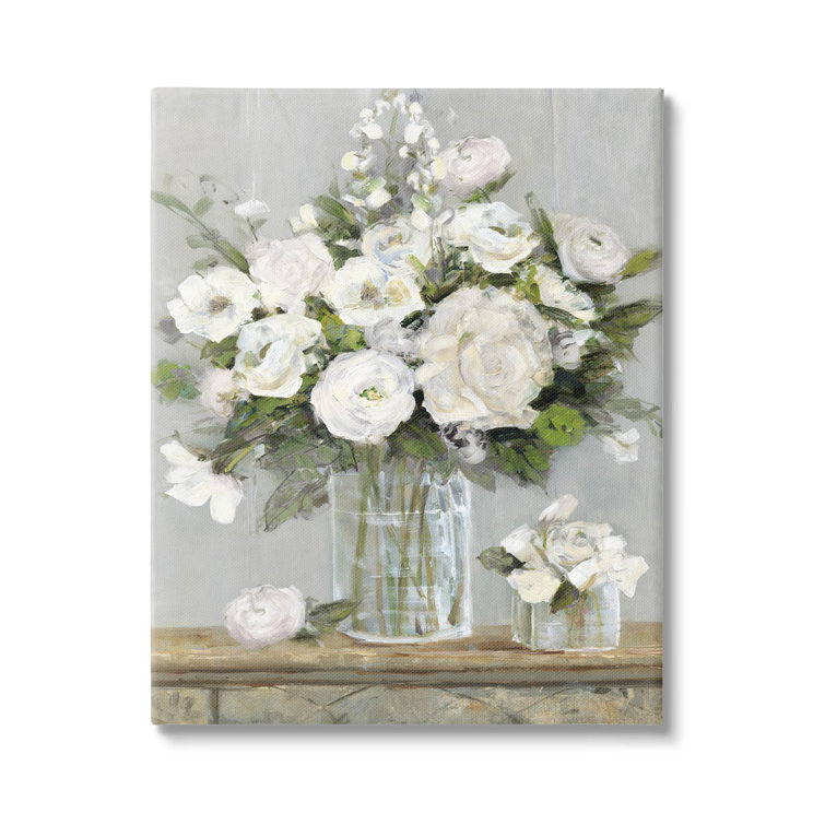 Stupell Industries Blooming White Floral Display On Glam Designer