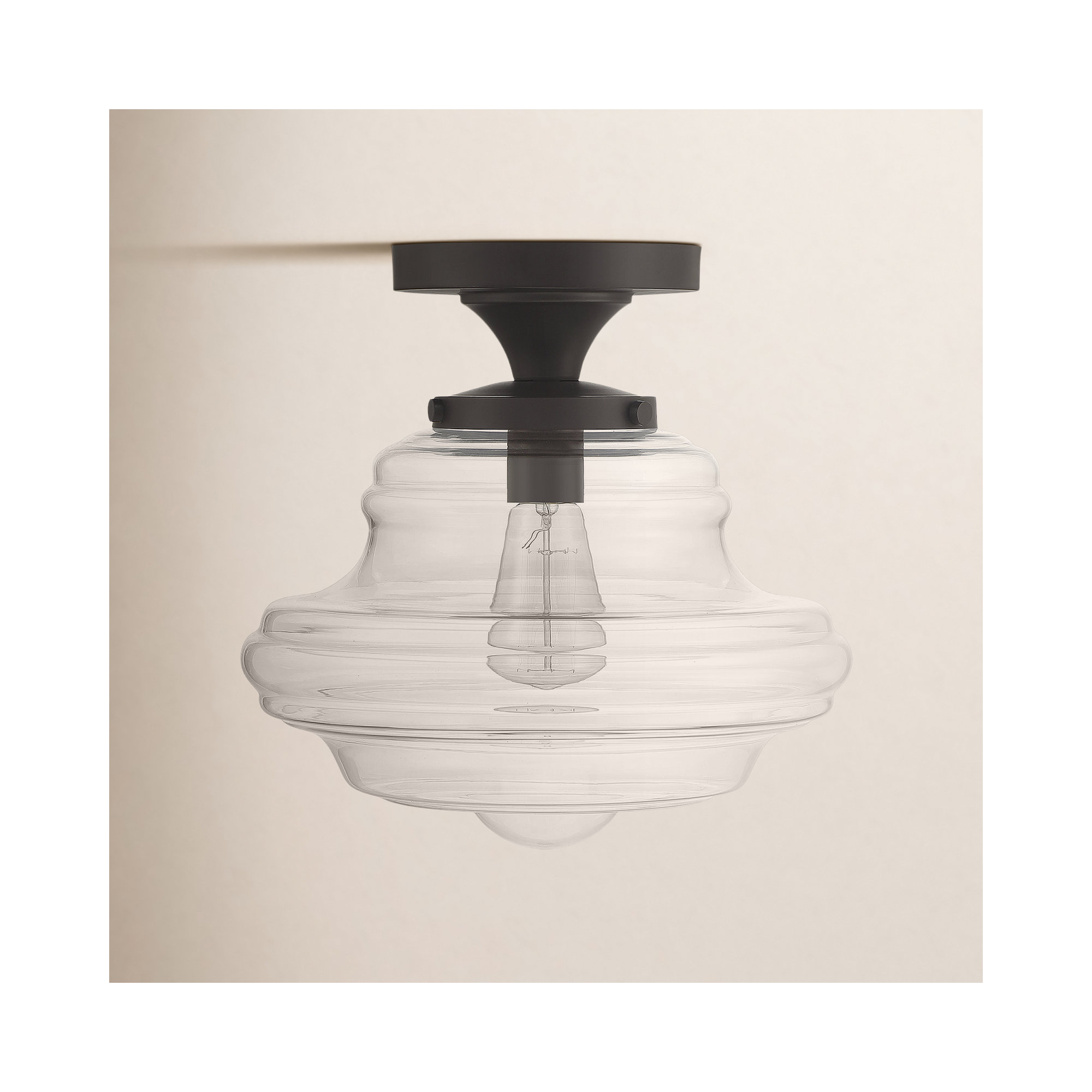 Marah Single Light Glass Semi Flush Mount, Oil Rubbed Bronze