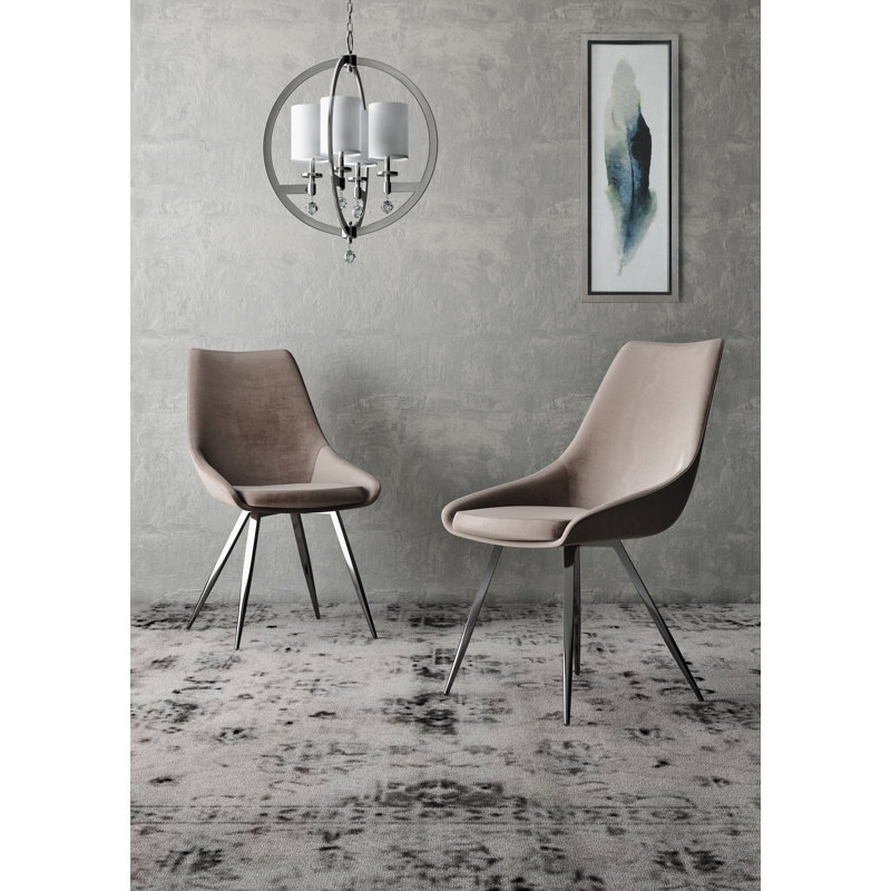 Anaias Velvet Upholstered Side Chair, Beige