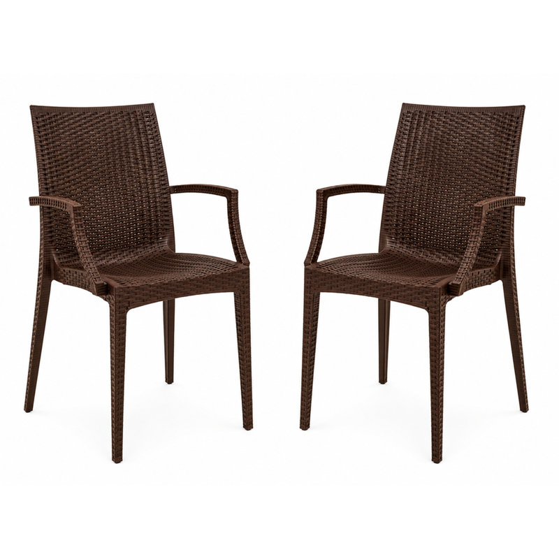 Fauteuil de patio empilable sans assemblage Mace - Chaise de salle à manger moderne en tissu toutes saisons imperméable et robuste