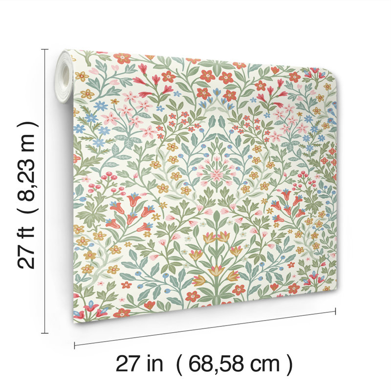 Papier peint Garden Terrace, Blanc / vert / bleu / rouge