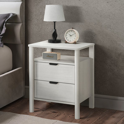 Table de chevet 2 tiroirs Navis, table de chevet avec tiroirs de rangement, table de chevet pour chambre à coucher, table de bout ou table d'appoint pour le salon, P 15,6 po x l 18,9 po x H 24 po
