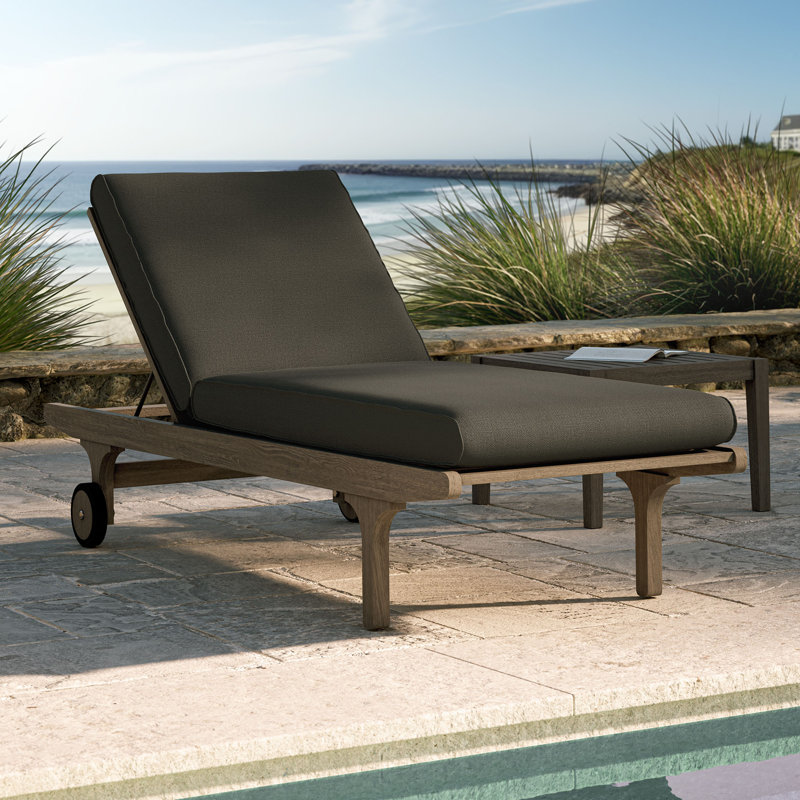Chaise longue d'extérieur en teck Saratoga, Gris