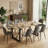 Modern Industrial 9-Piece 71" Dining Set with Geometric Base and Upholstered Chairs-301154596