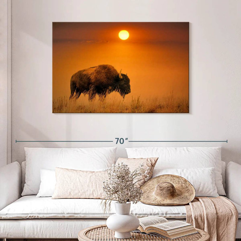 Lever de soleil bison Brampt, H 30 po x l 45 po