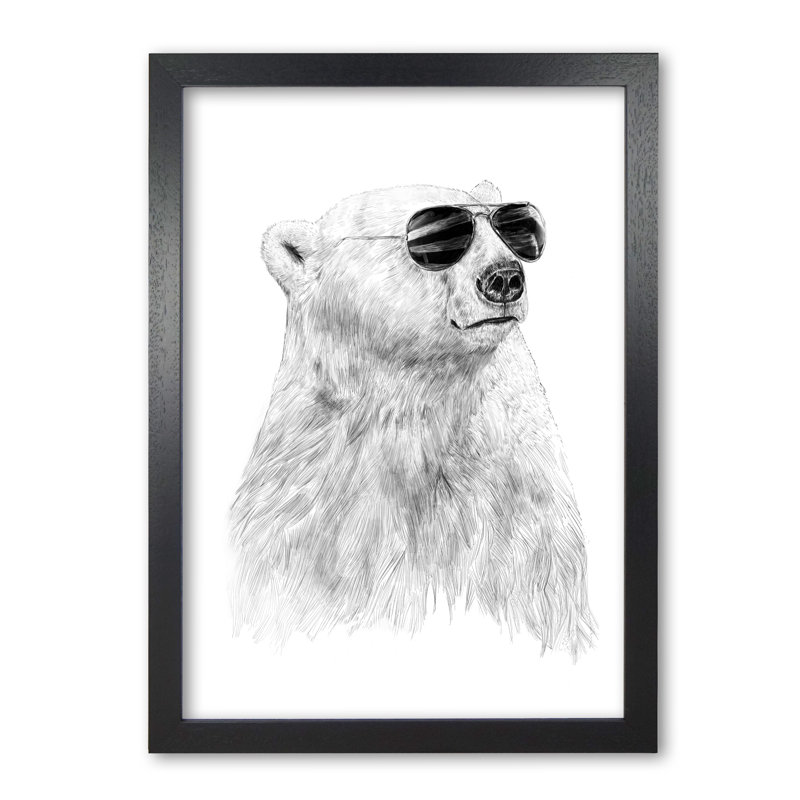 Don't Let The Sun Go Down Bear by Mercedes Lopes Charro - Print, 84 cm H x 59.4 cm W x 5 cm D, Black Grain