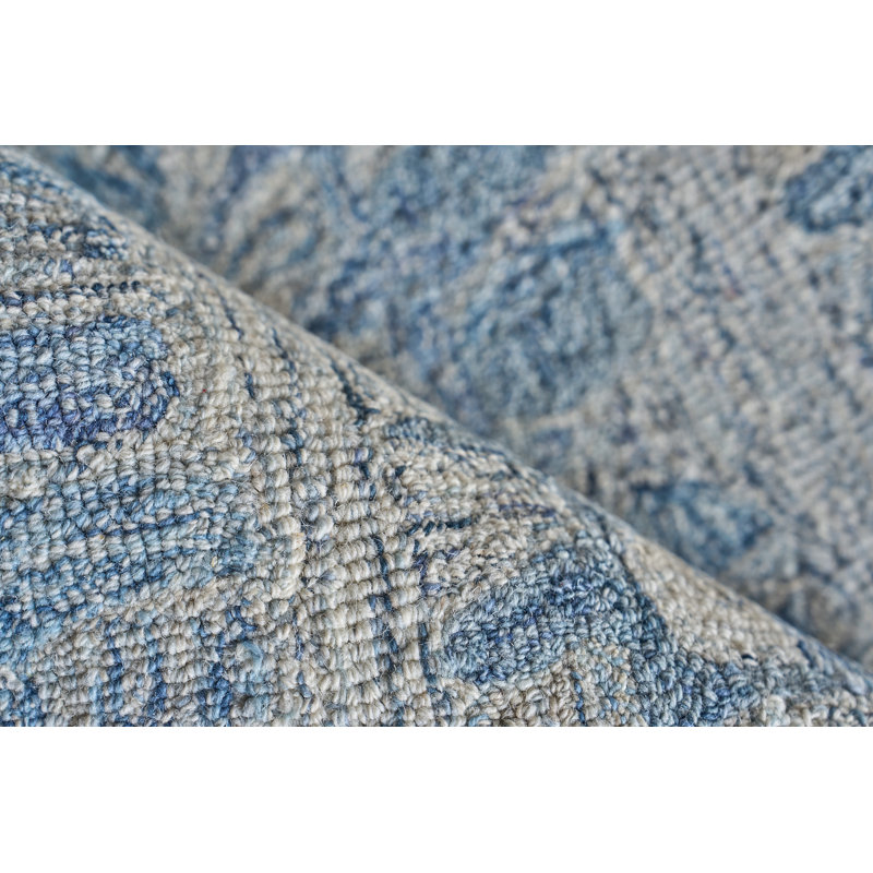 Colorplay Abstract Handmade Tufted Wool Area Rug in Navy/Gray, Rectangle 10' x 14'