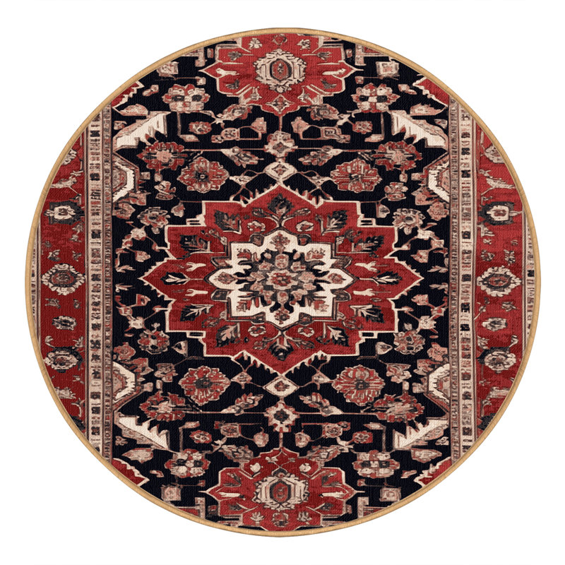 Tapis brun lavable à la machine, Rond 4 pi