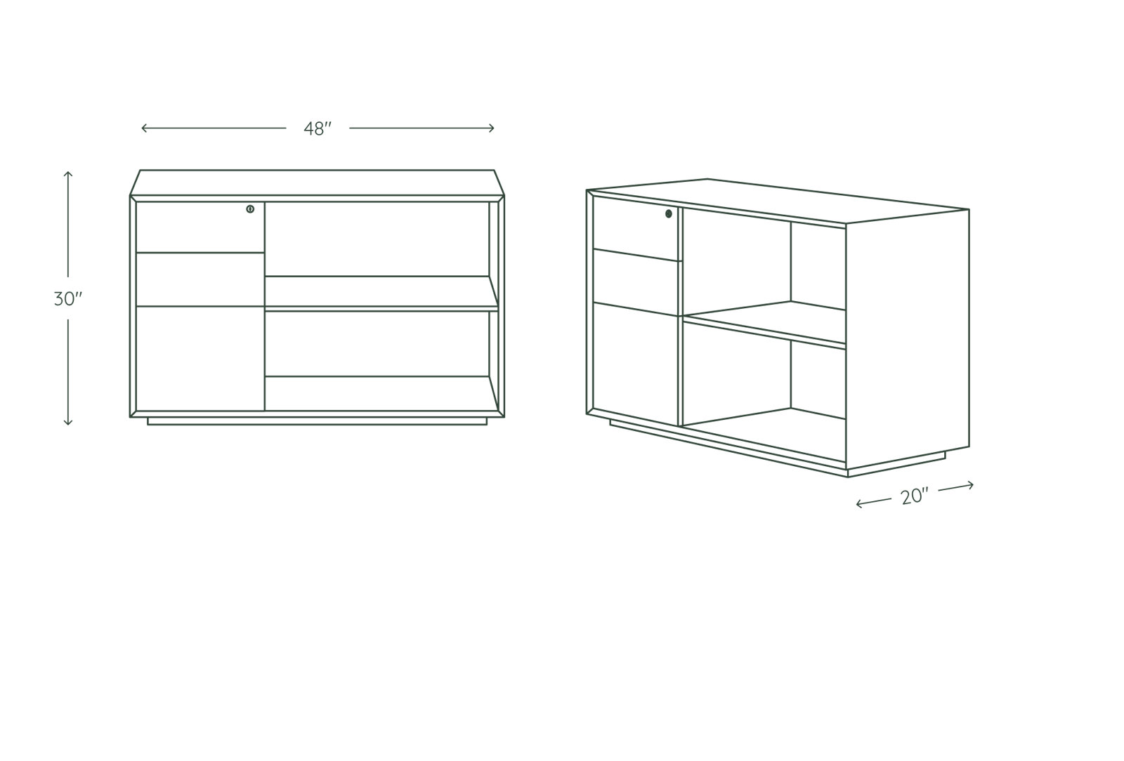 Credenza, Right, Woodgrain