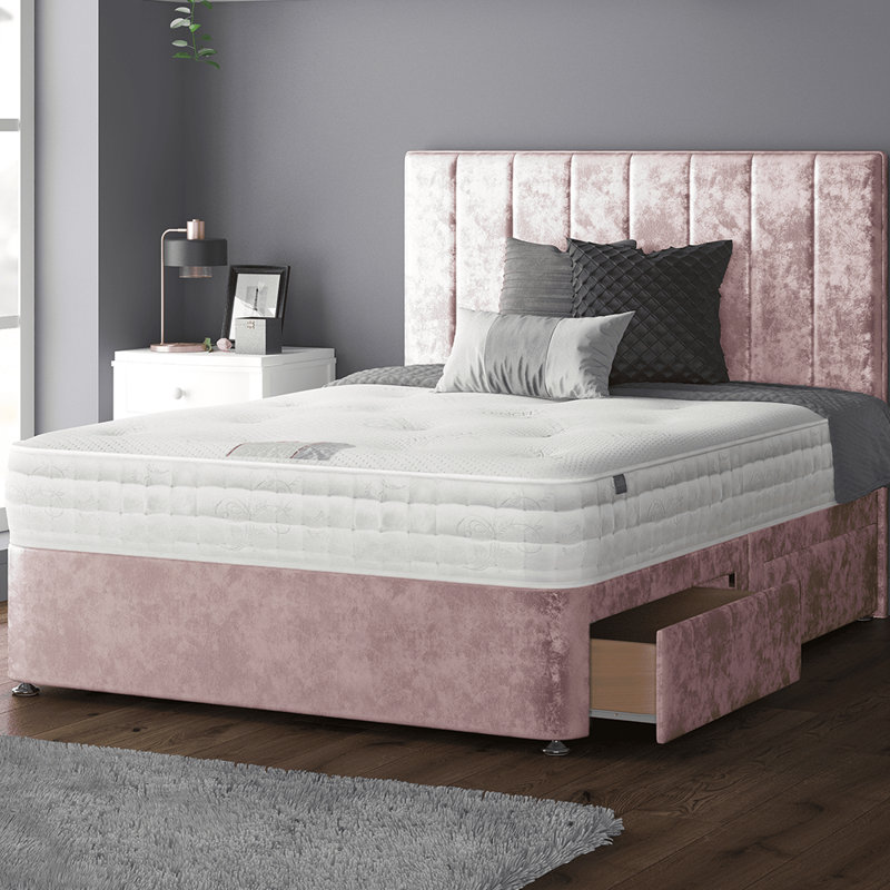 Hedley Upholstered Velvet Headboard, Kingsize (5'), Pink