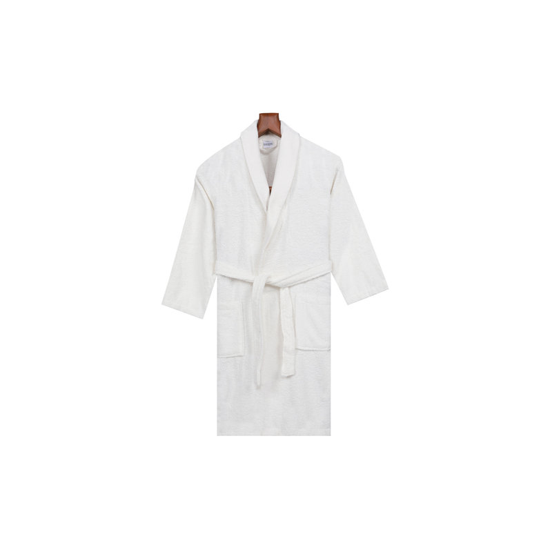 Peignoir au-dessus du genou 100% coton avec poches Leong, Blanc, TG