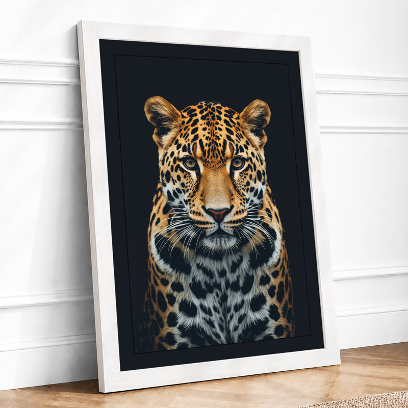 Leopard Face Modern - Framed Print, A3 - 42.0 x 29.7 cm, White
