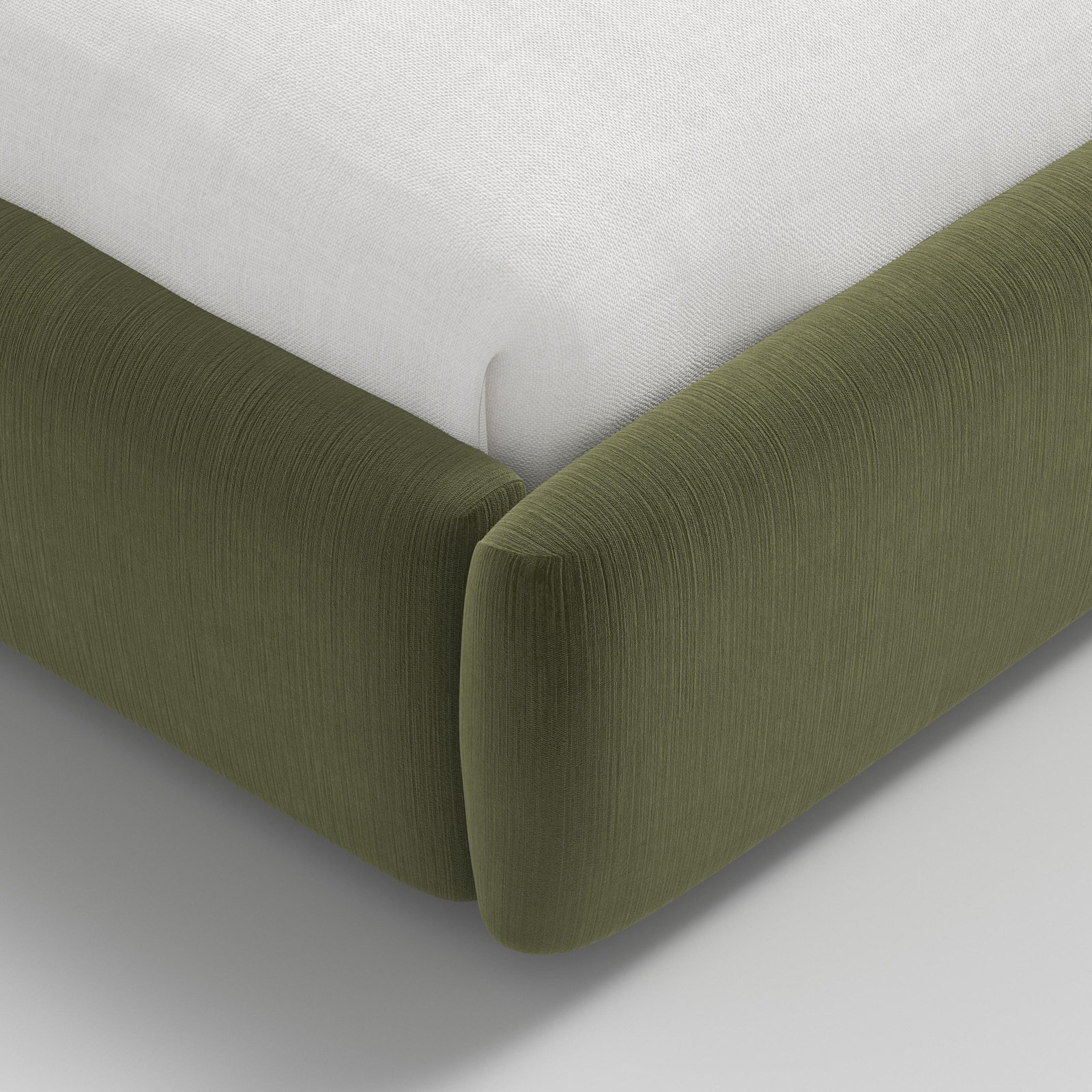 Linen Upholstered Bed, Full / Double, Moss Performance Velvet