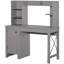 Bureau d'ordinateur de ferme avec huche et armoire, bureau à domicile avec rangement, pour bureau, gris clair