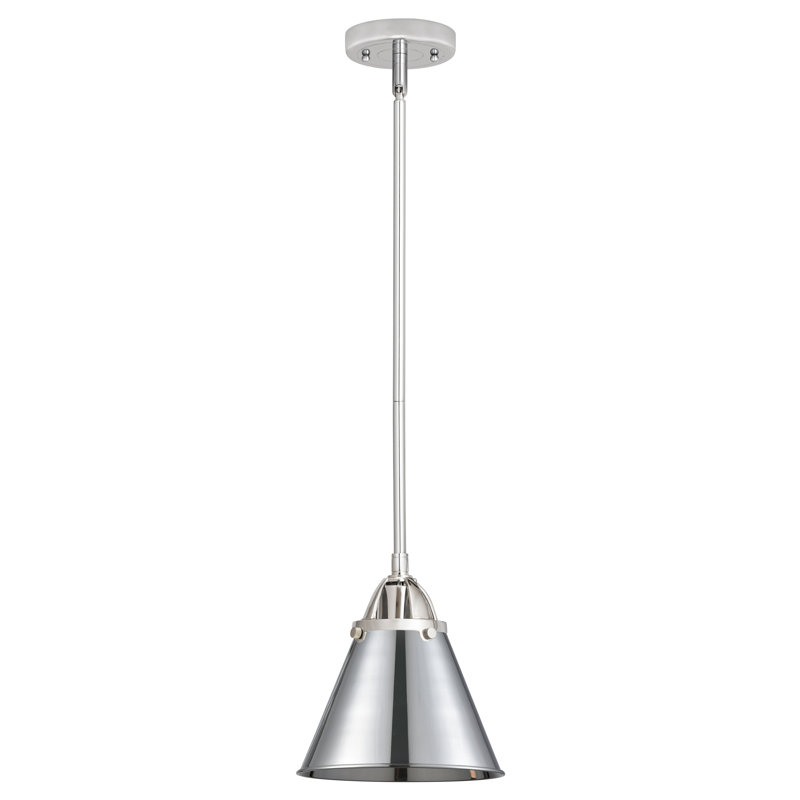 Luminaire suspendu en forme de cloche à 1 lumière Rouvin, Chrome poli, Chrome poli