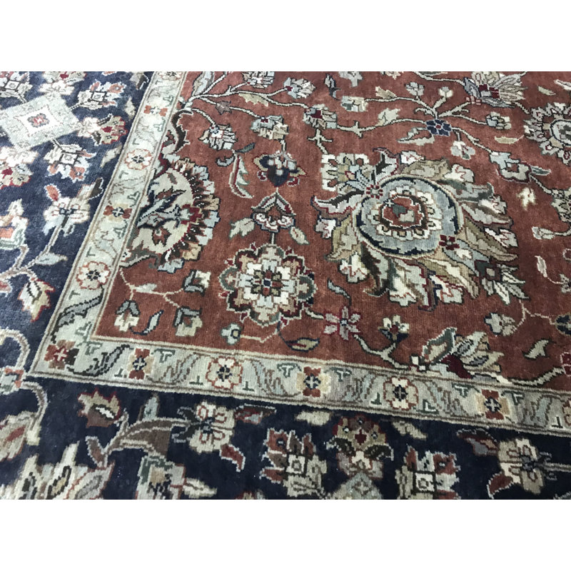 Gramercy Wool Oriental Area Rug in Rust/Navy