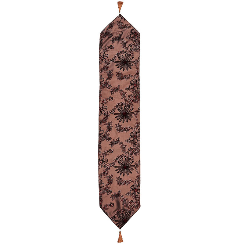 Winston Porter Haizleigh, Faux Silk Polyester Fabric, With Tassles, For Holiday Party, Kitchen Dining, Banquet, Restaurant, And Dining Room Dresser Decor,, Beige , 13 Inch X 70 Inch, Rectangular, Decorative Table Runner