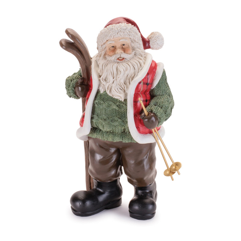 Figurines de père Noël avec skis (ensemble de 2)