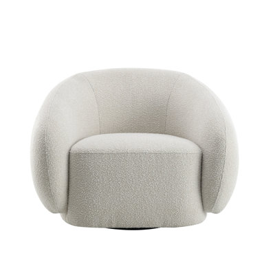 Comfortable Beige Massage Chair - Relaxing Experience Boucle Seat No Assembly Required For Convenience