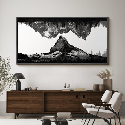 Mountain " Monochrome Mountain Reflection Abstract Nature Modern Art Calm Warm Extra Large Pictures "
