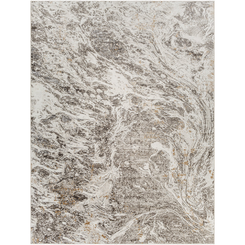 Quanna Abstract Machine Woven Area Rug in Brown, Rectangle 10' x 14'