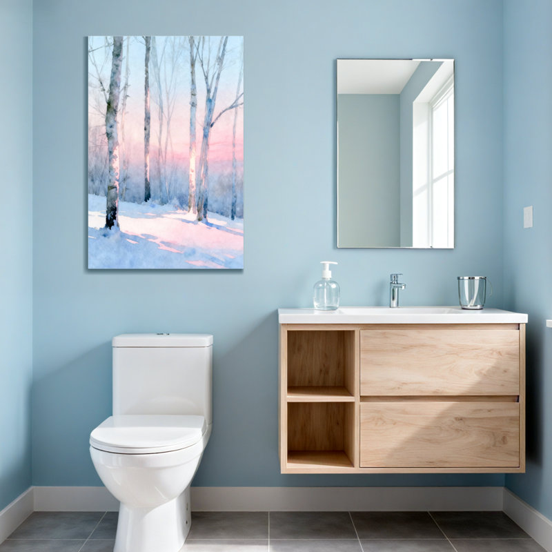 Animals Winter Birch Trees Snow Sunset Sky, 18" H x 12" W