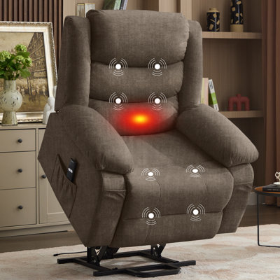 Fauteuils inclinables électriques Power Lift pour personnes âgées ， Fauteuil inclinable électrique avec chaleur et massage Sofa Canapé surdimensionné pour salon avec position infinie, poches latérales