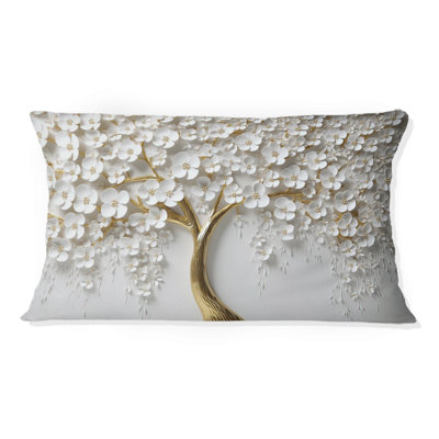 White Orchid Tree Garden Of Branches Iii I - Tree Floral Printed Pillow